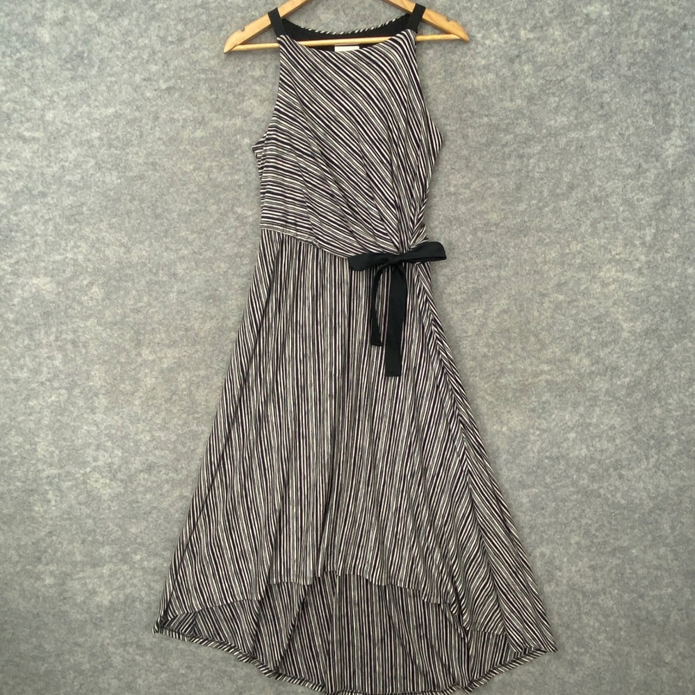 Anthropology Maeve Salsola Wrap Dress Womens S Black White Striped High Low